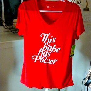 Xersion Medium loose fit "THIS BABE HAS POWER" shirt or night shirt NWT